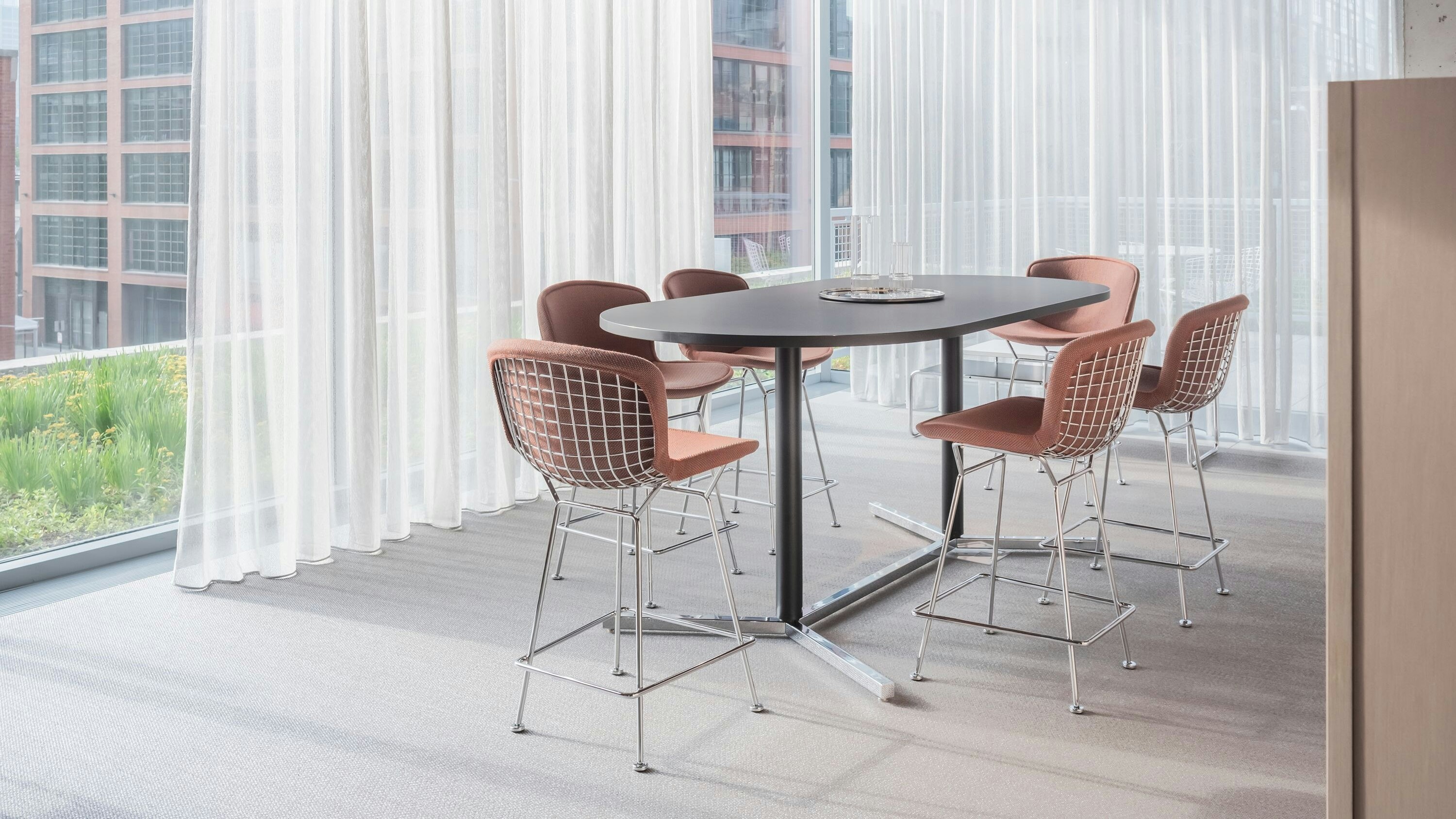 Bertoia Barstools with Antenna Y-Base Tables